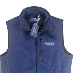 Vineyard Vines Mens Mountain Sweater Fleece Vest Nautical Navy Full Zip Blue XS
